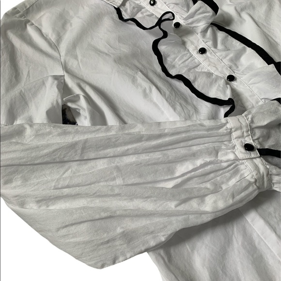 ❤️Oscar de la Renta white cotton blouse with beautiful ruffle detailing size 8❤️ - Picture 4 of 11